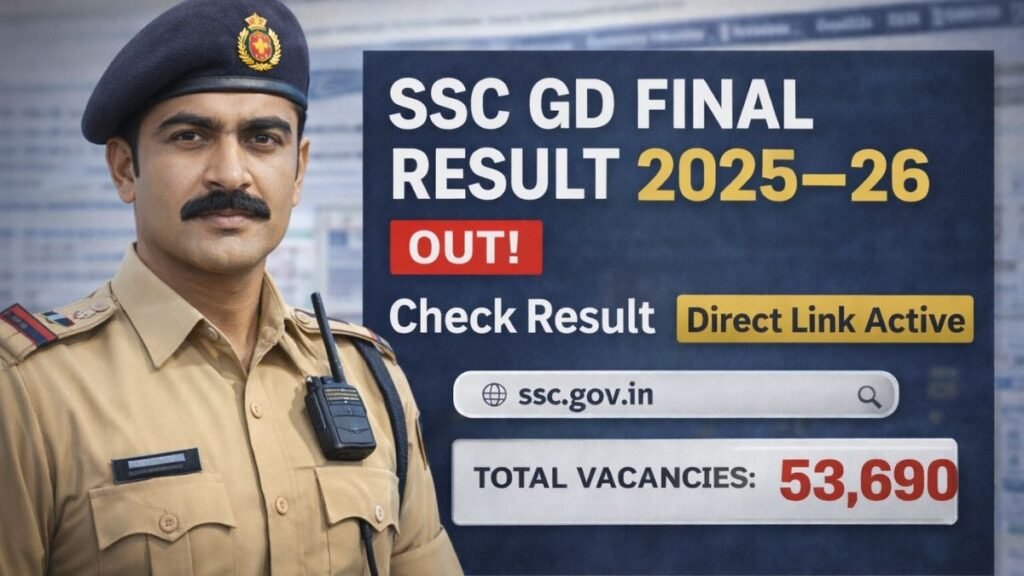 SSC GD Final Result 2025–26 OUT: Merit List PDF, Direct Link